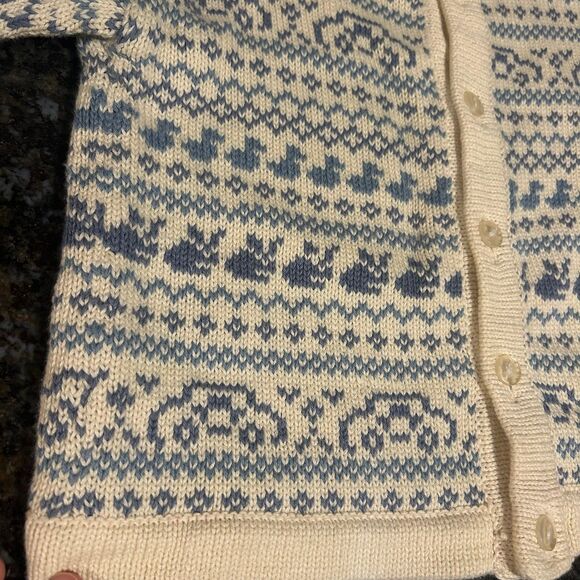 Harlequin Designs Vintage 90s Toddler Baby Sweater 100% Cotton 24 M cars Bunnies - Picture 2 of 6